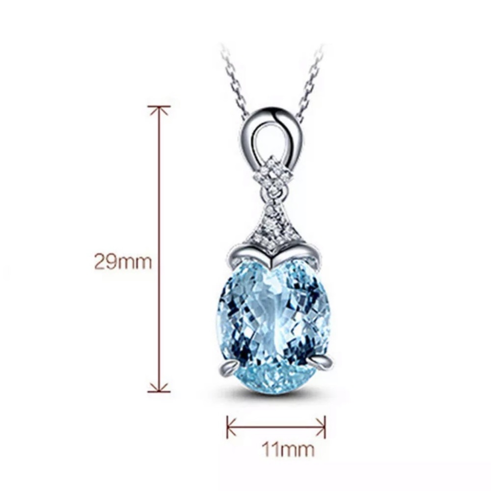 Aquamarine Pendant Necklace Women Girls - Picture 7 of 7